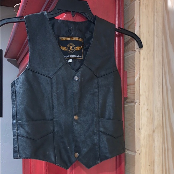 Vintage Tennessee Leather Brown Vest - Harley patch - Picture 1 of 6